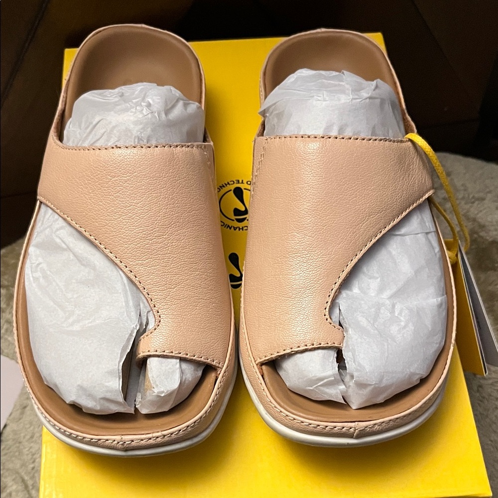 Strive Beige Open-Toe Slide Sandals